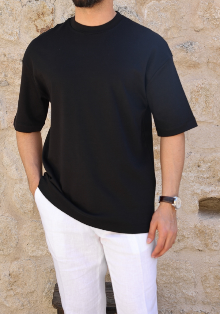 OverSize Siyah %100 Pamuk Basic Tişört